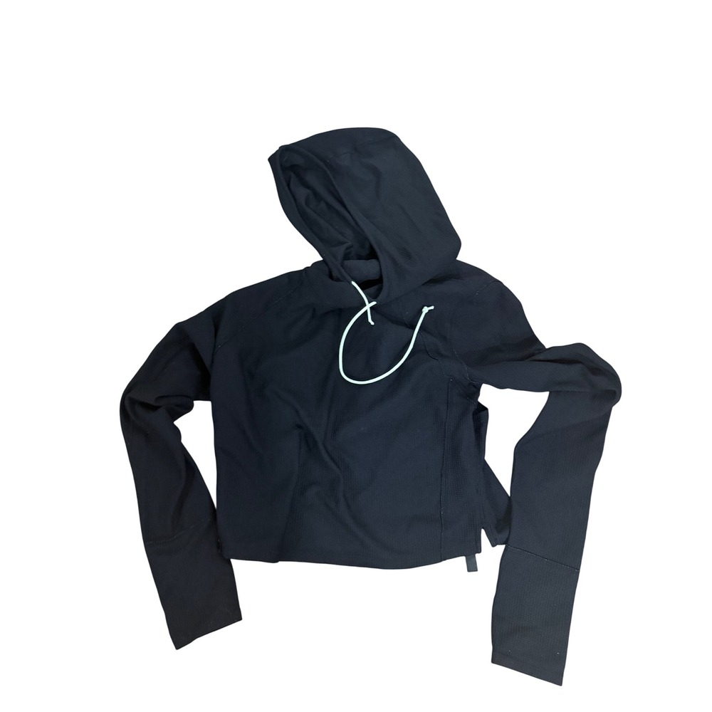 FP Movement Free People Back Into It Hoodie Black Open Back Crop Pullover Large